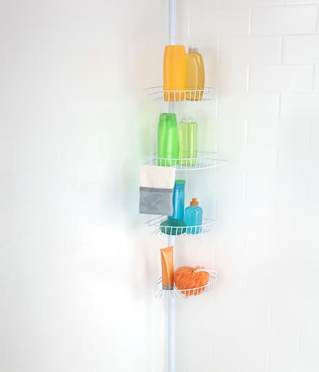 Bath Bliss White 4-Tier Corner Shower Caddy